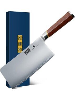 7" Sharp Japanese Cleaver Knife - Versatile Meat & Vegetable Chopper, Kitchen